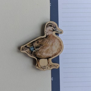 Mallard Duck Wooden Fridge Magnet: &quot;Queenie&quot; Wildlife Art
