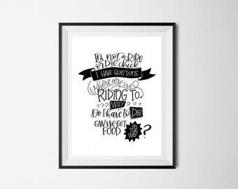 Lámina "Ride or Die Chick": Divertida decoración de pared con letras a mano (descarga digital)