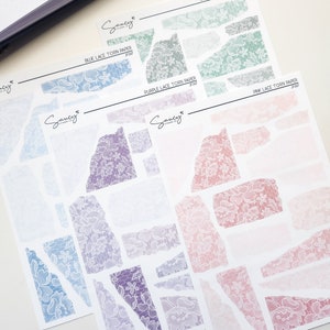Colored Lace Torn Paper | Journaling | Sticker Kit | Bullet Journal Stickers | Journal Stickers | Planner  Stickers | Journal Kit | Bujo