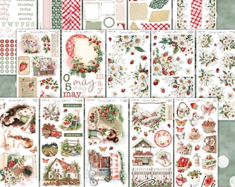 Sweet Life Strawberry Deco Stickers, Journal stickers, Planner Sticker Kit, Aesthetic Stickers, Scrapbooking, Cute stickers for journals
