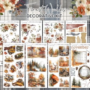 Forest Walks November 2024 Decorative Sticker Kit | Journal Stickers | Journaling | Planner Stickers | Bujo | Planner | Autumn Stickers