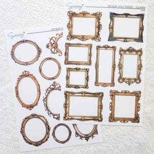 Gold Antique Frame Stickers | Journaling | Sticker Kit | Bullet Journal Stickers | Journal Stickers | Planner  Stickers | Journal Kit | Bujo