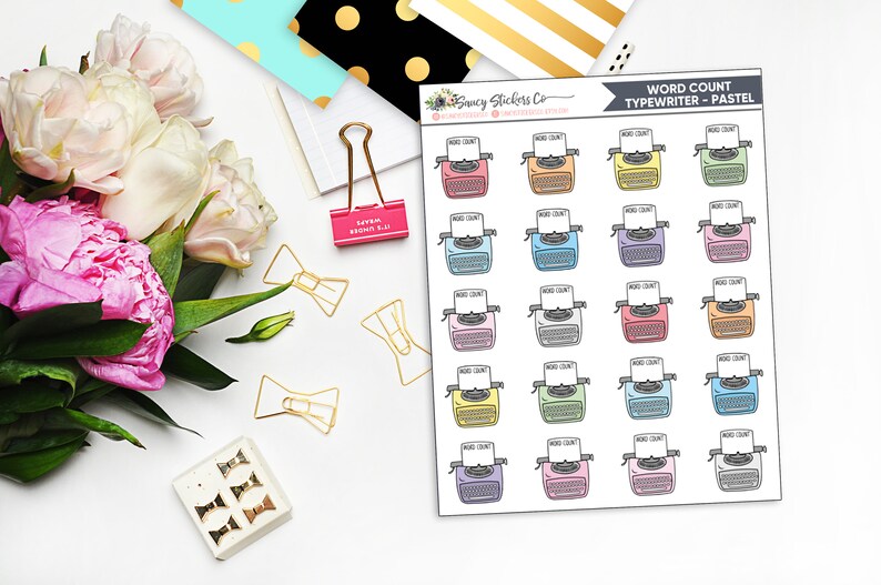 Typewriter Word Count Tracker Writer Planner Stickers image 3