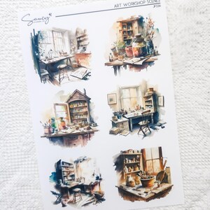 Art Workshop Scenes | Journaling | Sticker Kit | Bullet Journal Stickers | Journal Stickers | Planner  Stickers | Journal Kit | Bujo