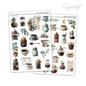 Vintage Coffee Stickers | Journaling | Sticker Kit | Bullet Journal Stickers | Journal Stickers | Planner  Stickers | Journal Kit | Bujo