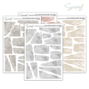 Watercolor Brick Torn Paper | Journaling | Sticker Kit | Bullet Journal Stickers | Journal Stickers | Planner  Stickers | Journal Kit | Bujo