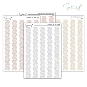 Wide Neutral Lace | Journaling | Sticker Kit | Bullet Journal Stickers | Journal Stickers | Planner  Stickers | Journal Kit | Bujo