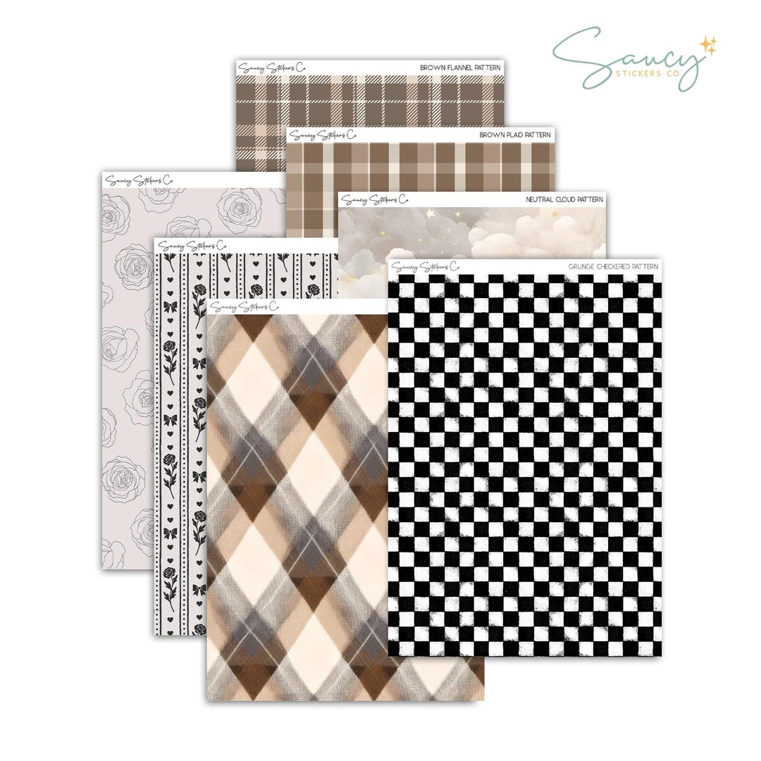 Side Page Pattern Sticker Patterns Vol 1 | Scrapbook | Journaling Planner Stickers, Aesthetic ...