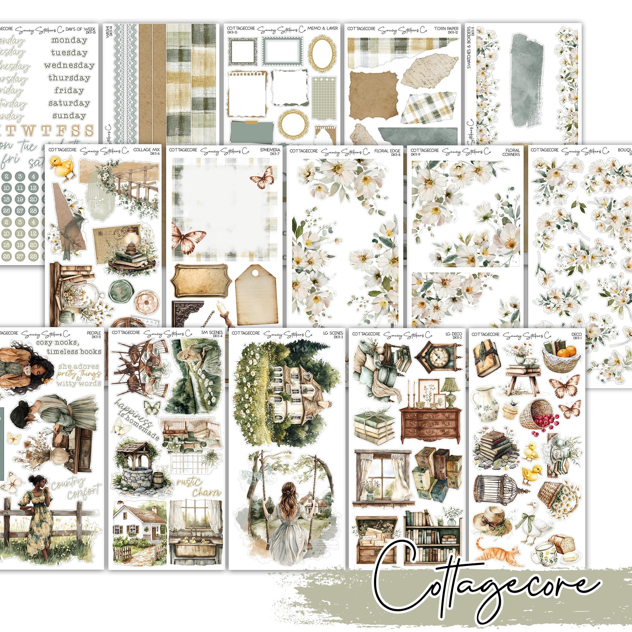 Cottagecore Journal Sticker Kit | Stickers for Journals, Planners ...