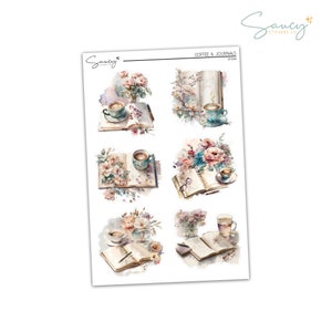 Kaffee & Journaling Sticker Kit: Blumen Planer Sticker