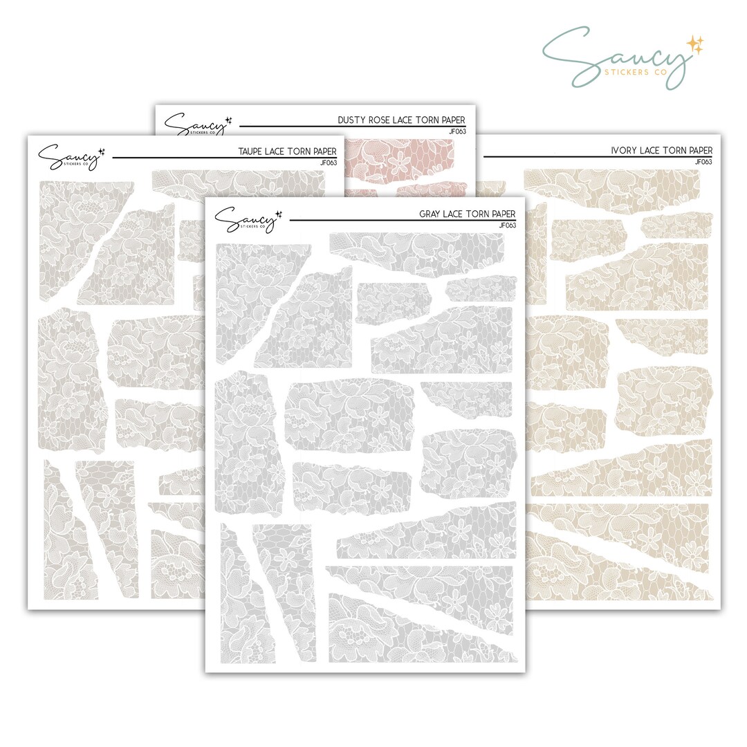 Lace Torn Paper | Journaling | Sticker Kit | Bullet Journal Stickers ...