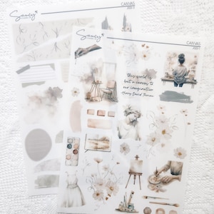 Lienzo / Diario / Kit de pegatinas / Pegatinas para Bullet Journal / Pegatinas para diario / Pegatinas para planificador / Kit de diario / Pegatinas de primavera