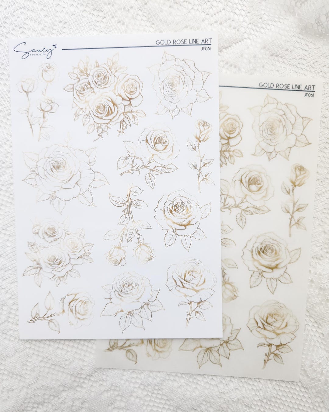 Rose Line Drawing Sticker Gold Rose Line Art Stickers: Planner, Journal Kit - Etsy