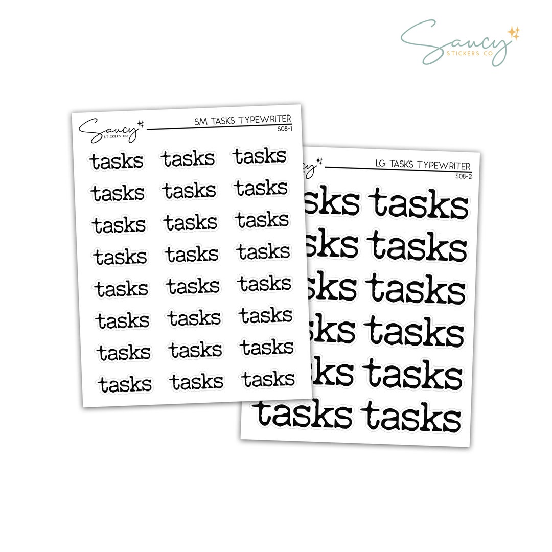 Tasks Typewriter Script Stickers | Journal, Planner, Bujo - Etsy