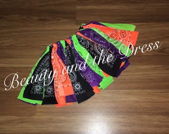 Halloween bandana tutu, halloween tutu, holiday tutu, orange tutu, black tutu, green tutu, purple tutu, spooky tutu, scardy cat tutu, fall