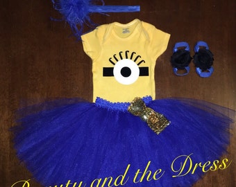 Minion inspired tutu, minion inspired tutu set, minion birthday, minion halloween, minion inspired