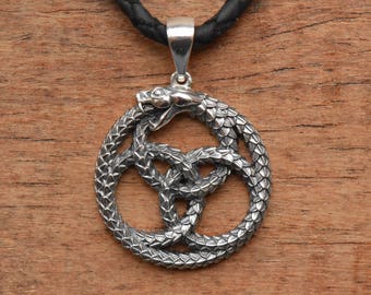 Snake necklace Snake pendant Silver snake Serpent jewelry Ouroboros necklace Snake knot necklace