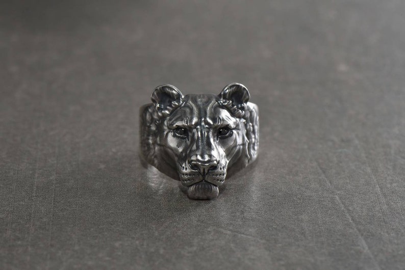Leone Anello Leonessa Anello Gioielli Leo Animale Anello Etsy