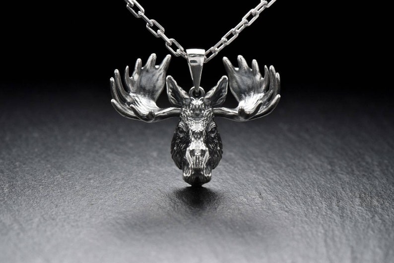 Elk pendant Elk jewelry Silver elk Elk necklace Moose pendant Etsy