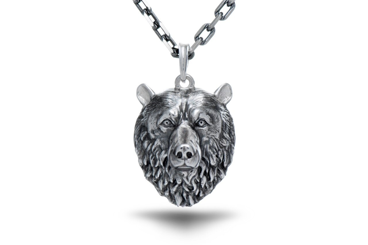 Collar oso Oso joyería Oso colgante Grizzly joyas oso tótem Etsy
