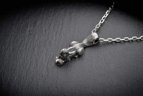 silver squirrel necklace