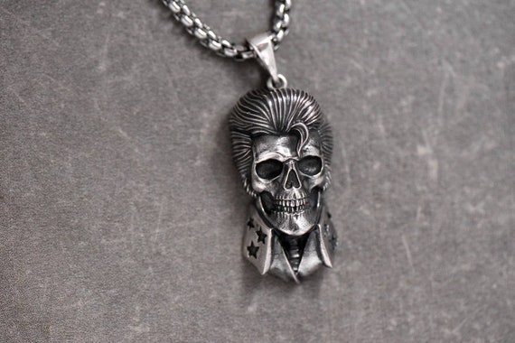 Solid Sterling Silver 925 Ring Elvis Lion Head Skull Band UK