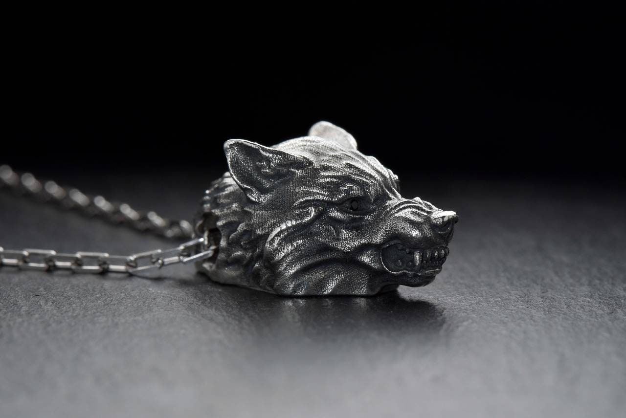 Wolf Jewelry Silver Wolf necklace Werewolf pendant Werewolf Etsy