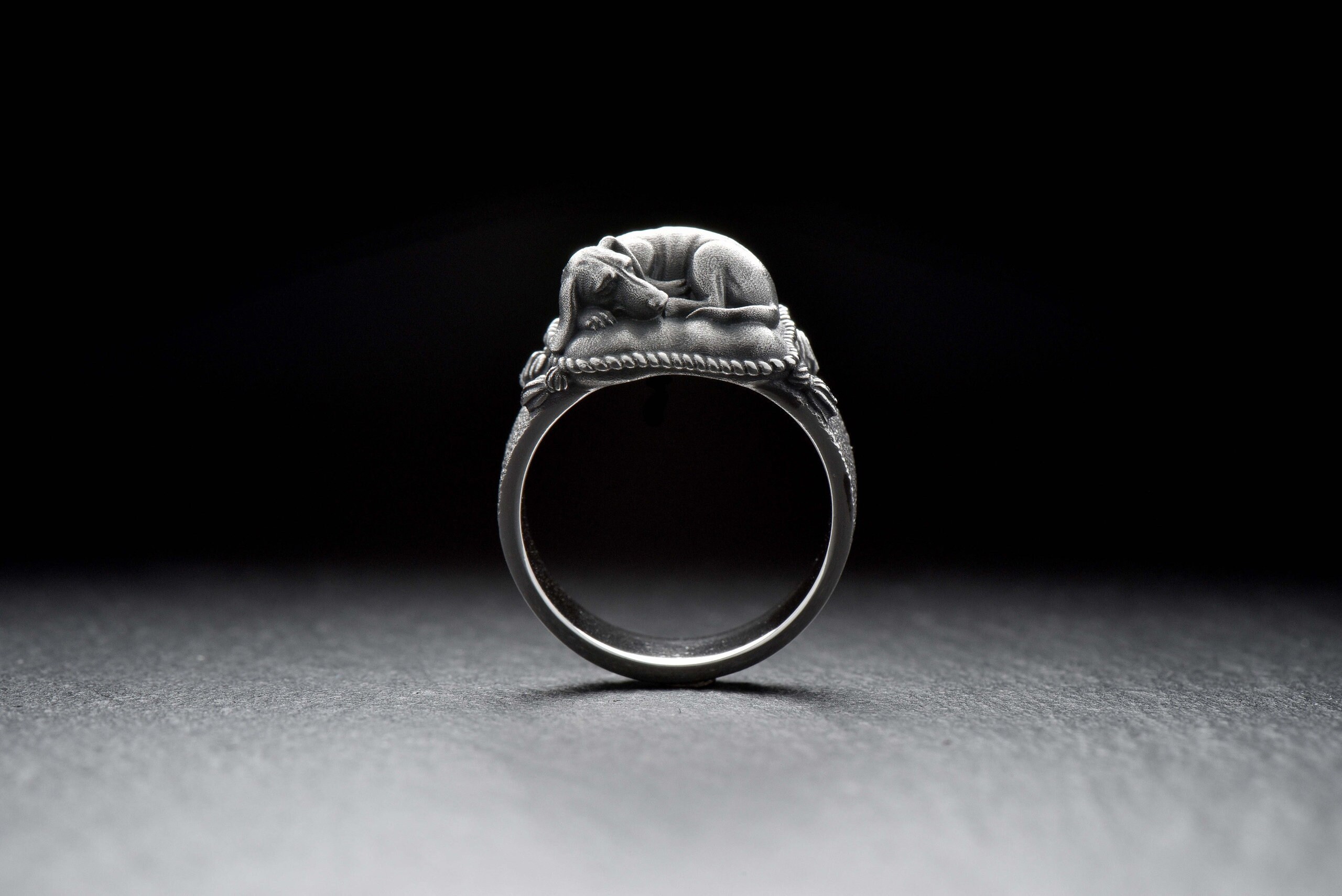 Dackel Ring Schmuck Silber 925 Hund für Lebensfreude Treue und Anhänglichkeit
