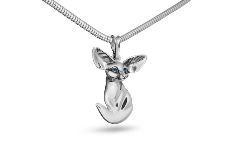 Fox necklace Silver Fennec fox pendant Fox jewelry Foxes Etsy