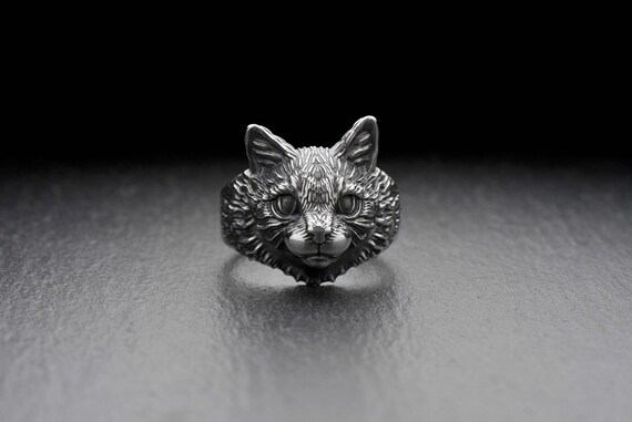 Cat ring Cat jewelry Silver cat ring Kitty ring Animal ring | Etsy