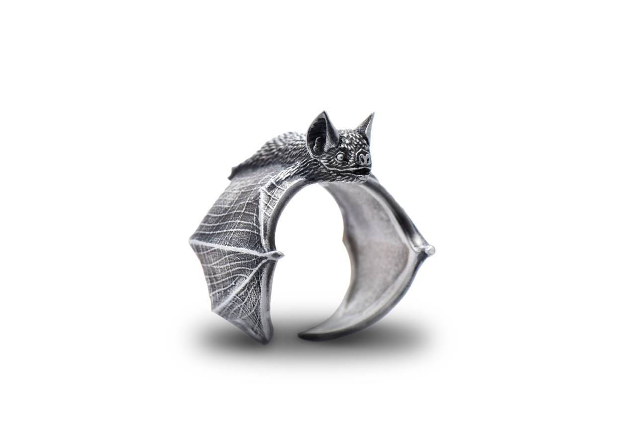 Bat Ring Silver Classic Bat Ring Bat Flight Bat Jewelry Silver Etsy