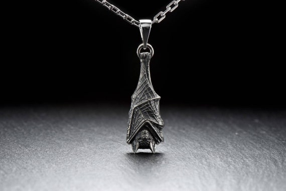 bat jewelry bat charm bat necklace wing necklace halloween necklace sterling silver bat bat pendant baby bat necklace