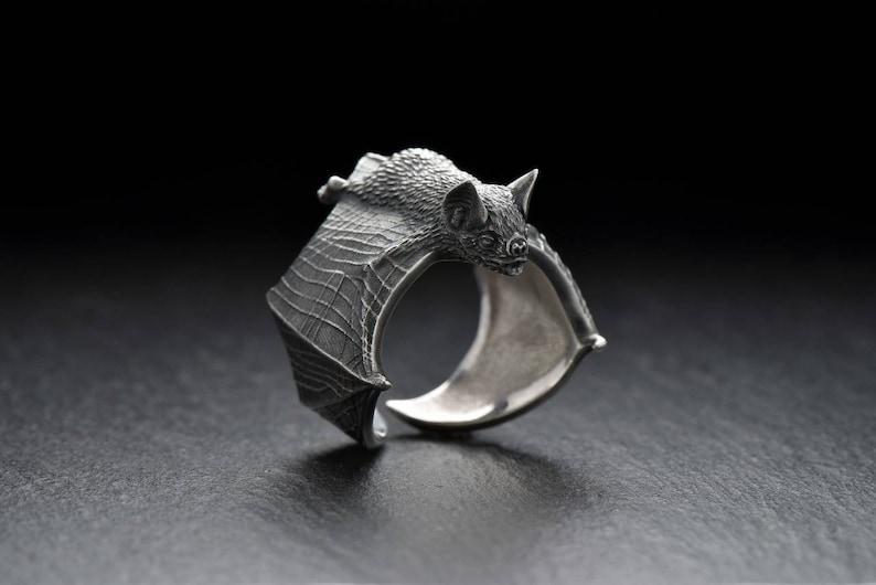 Bat Ring Silver Classic Bat Ring Bat Flight Bat Jewelry Silver Etsy