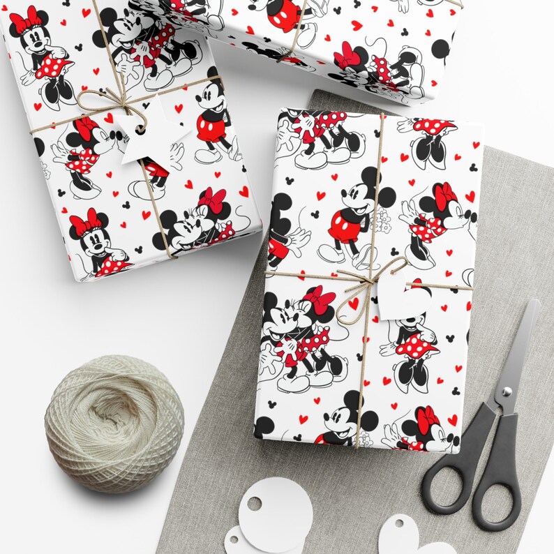 Mickey and Minnie Mouse Wrapping Paper Etsy