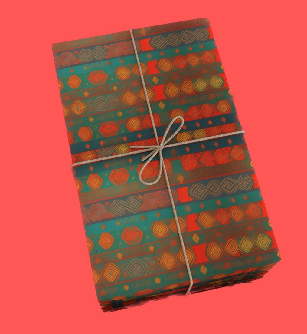 Kwanzaa Wrapping Paper Black Owned Gifts African American FBA Culture  Kinara Pattern Afrocentric Pattern Gift Wrap 