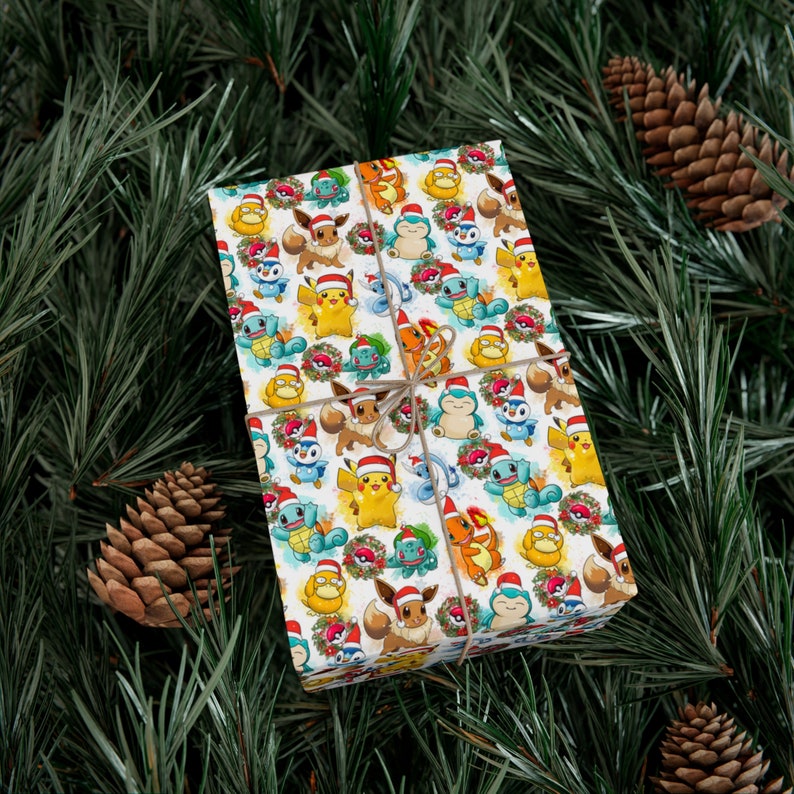 Pokemon Wrapping Paper christmas Edition - Etsy