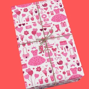 Pink Doll Barbie Wrapping Paper