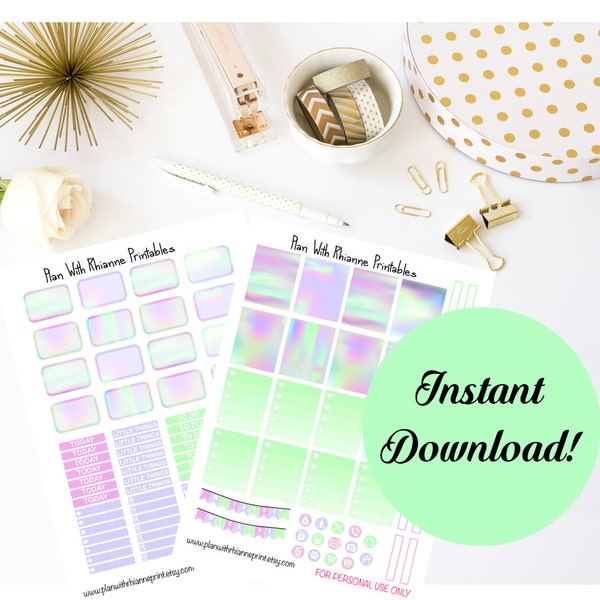 PRINTABLE Hologram Themed Weekly Kit Specifically for the Erin Condren Life Planner