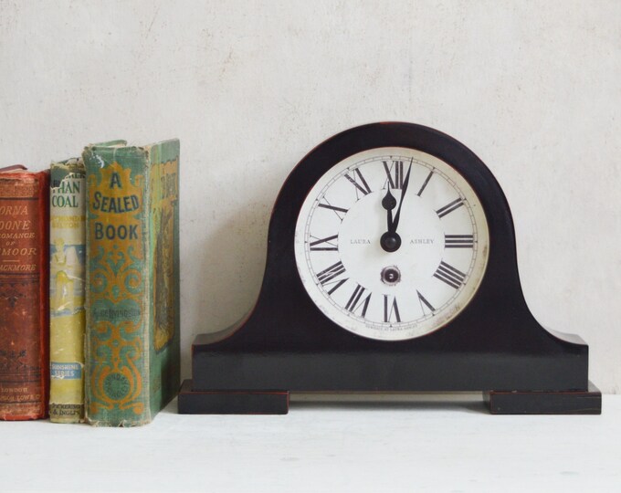 Vintage Black Holborn Mantel Clock Wood Laura Ashley Black Etsy UK