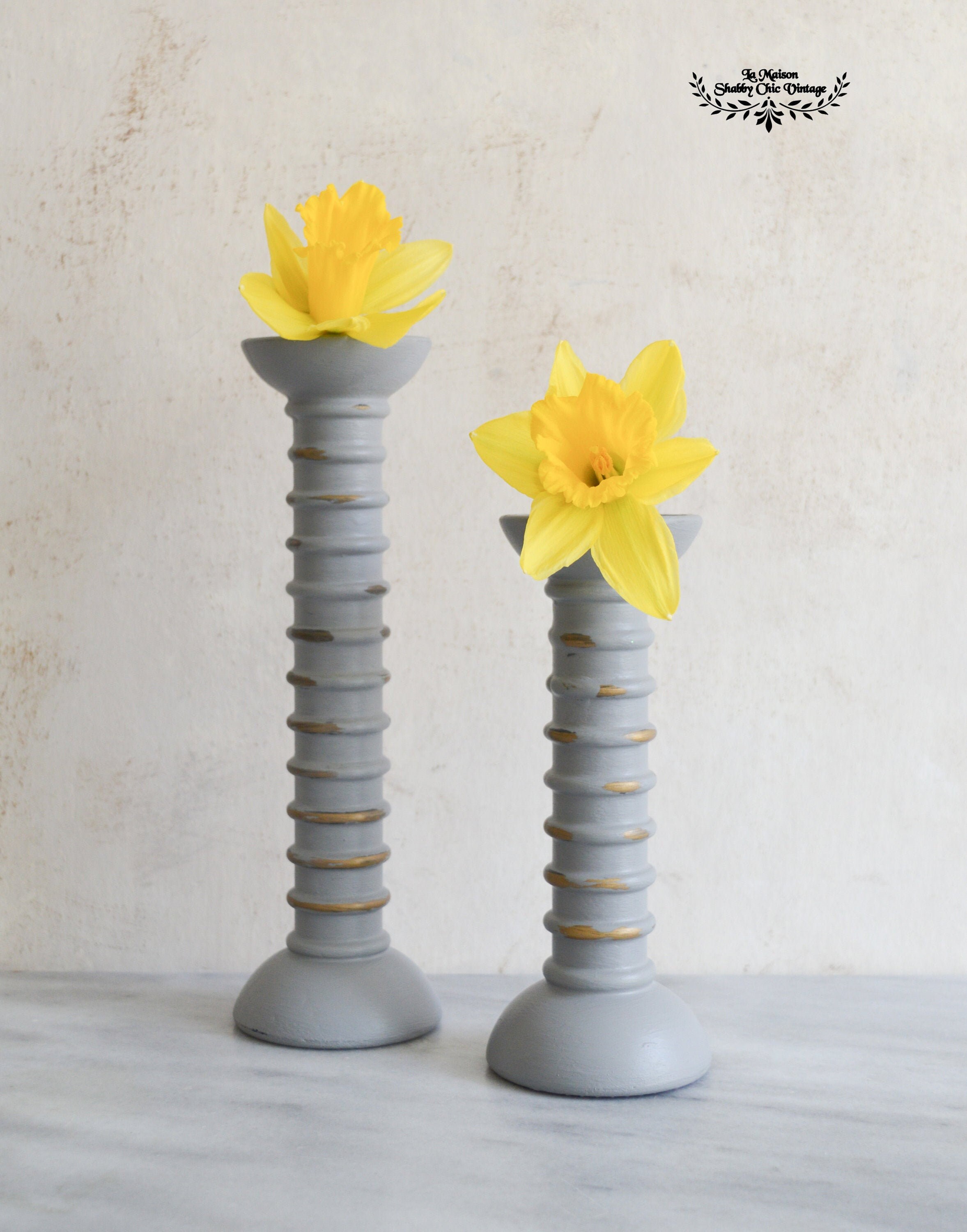 Pair Vase & Candle Combo Grey Candle Holders Grey Vase Etsy