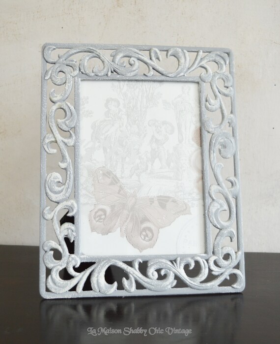 Metal Grey Picture Photo Frame Ornate French Style Shabby