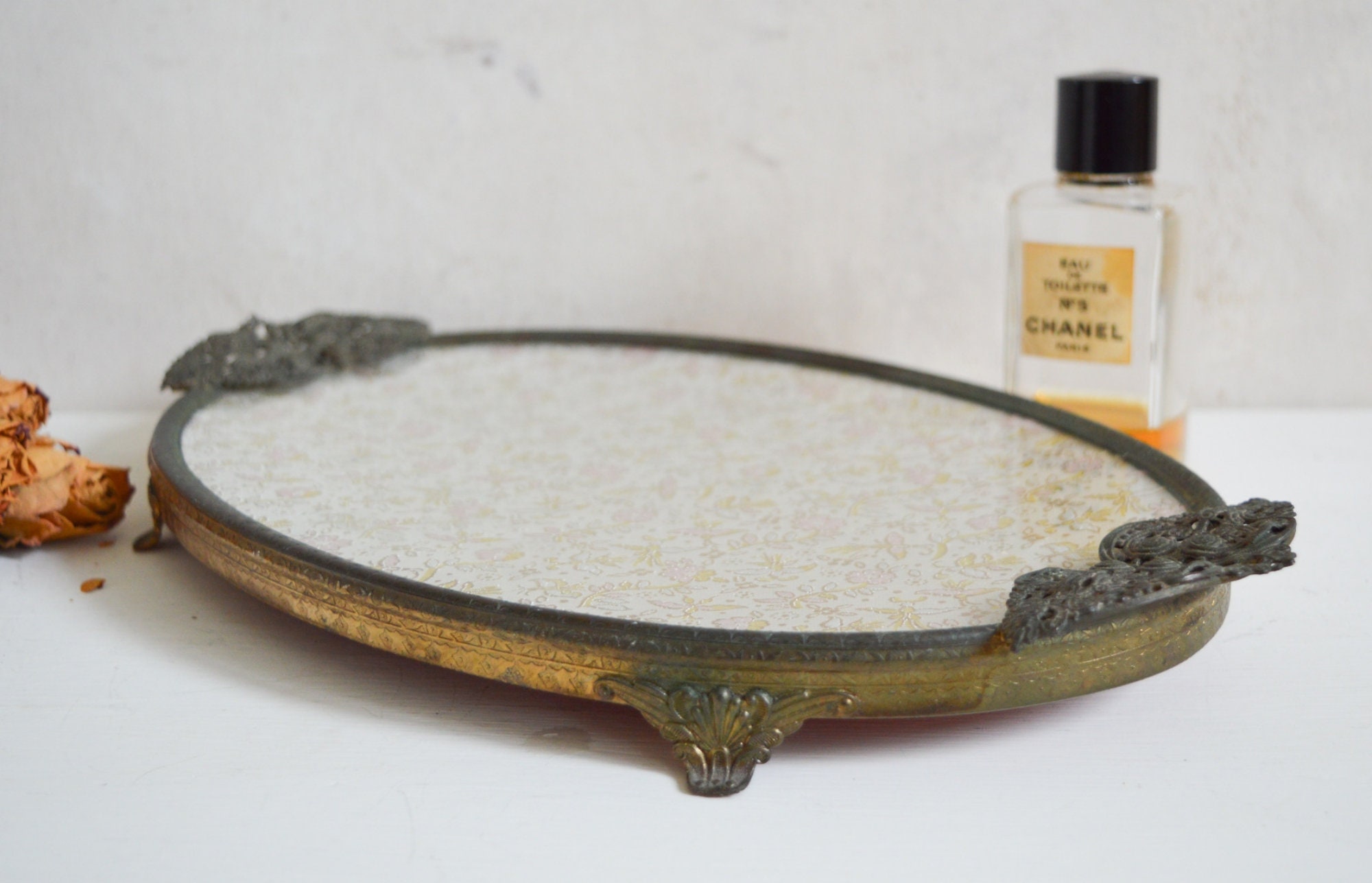 Regent Of London Vintage Brass Vanity Tray Shabby Chic Bottle Etsy