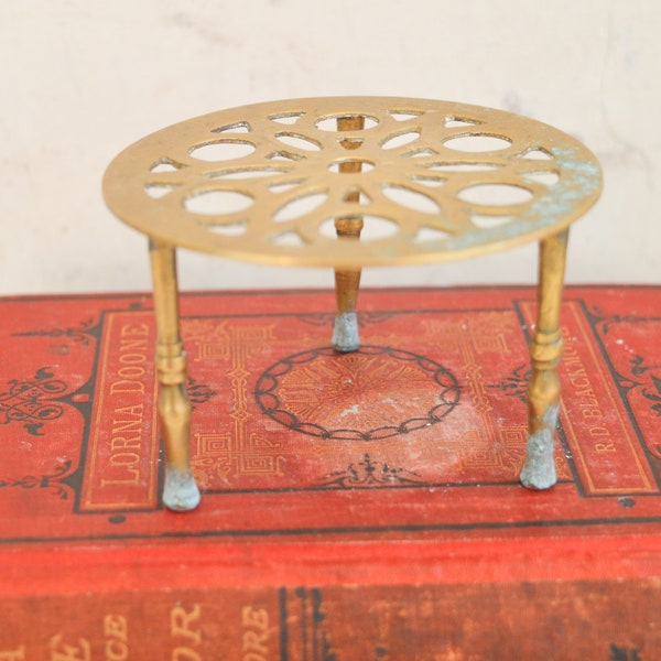 Vintage Small Round Solid Brass Trivet