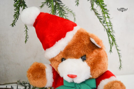 Christmas W//Embroidered Santa Hat /&Heart Iron On Applique Patch Teddy Bear