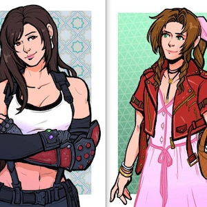Final Fantasy VII 5x7 Matte Linen Portrait Prints (Aerith/Tifa)