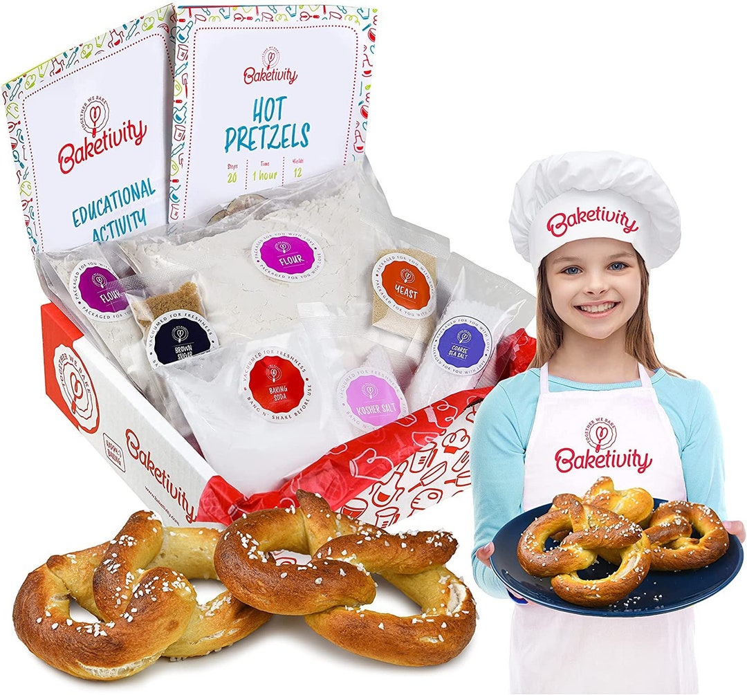 Baketivity Hot Soft Pretzel Making Kit for Kids DIY Baking Set With Pre