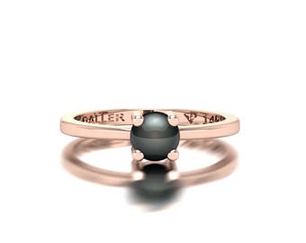 black Pearl Engagement Ring, Pearl Wedding Ring, Rose Gold Engagement Ring, Vintage Style Ring, Unique Engagement , Rose Gold Wedding Ring