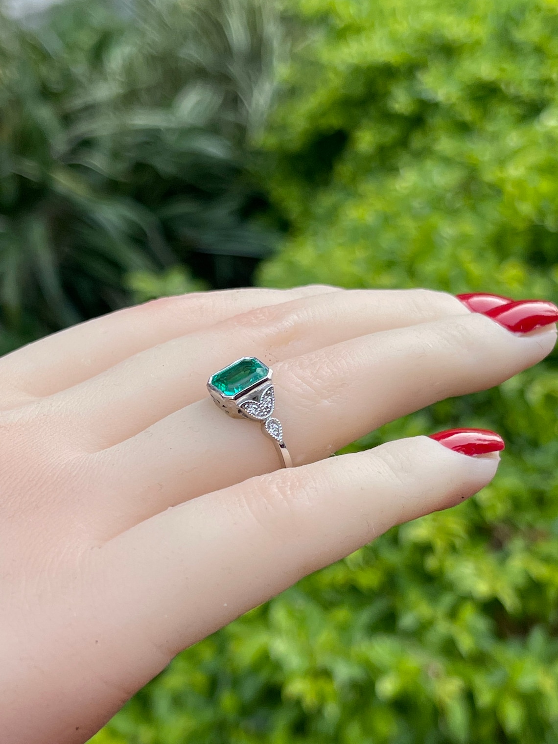Emerald Cut Engagement Rings Lab Grown Emerald 1.2ct 8x6mm Etsy