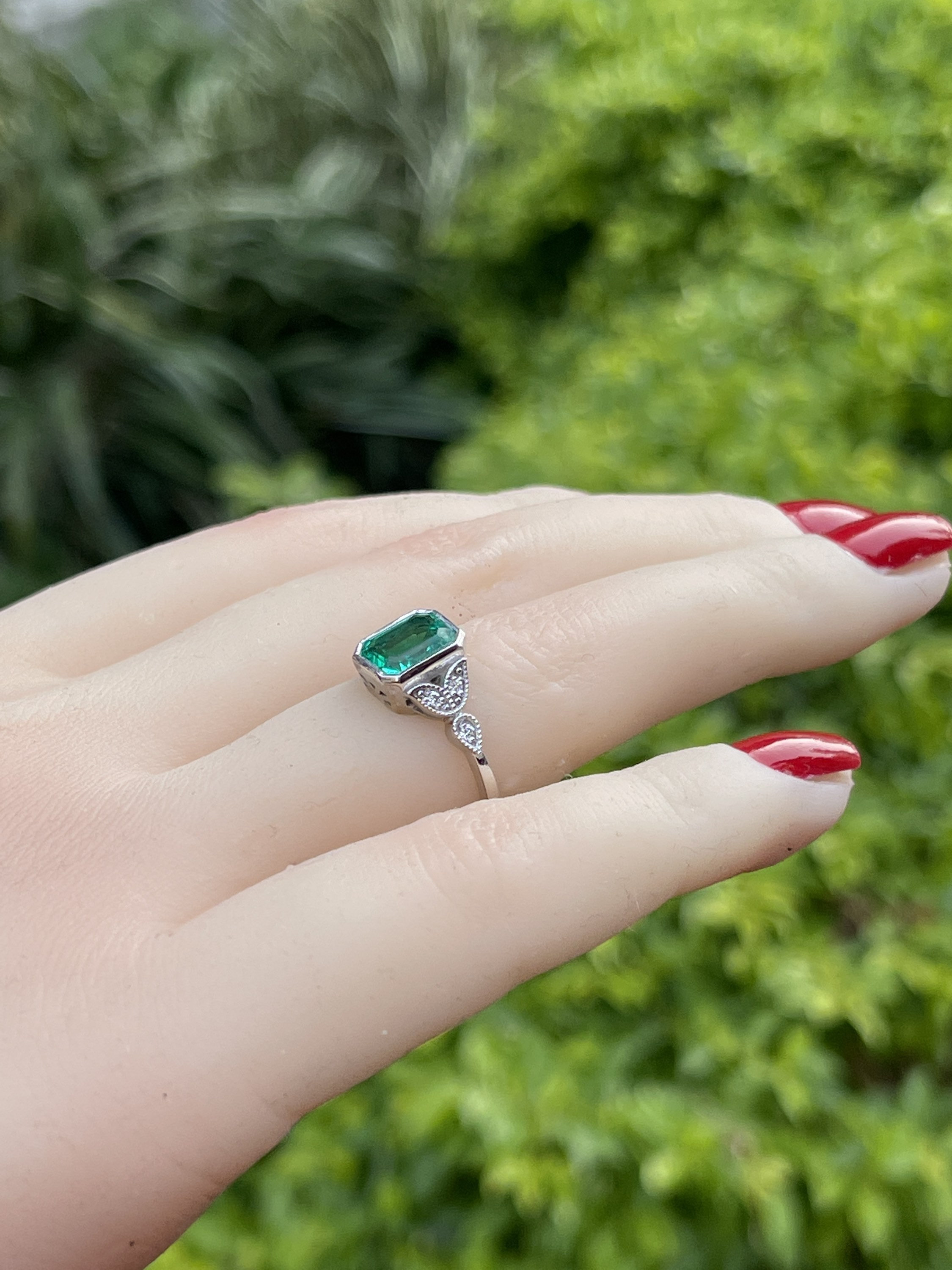 Emerald Cut Engagement Rings Lab Grown Emerald 1.2ct 8x6mm Etsy