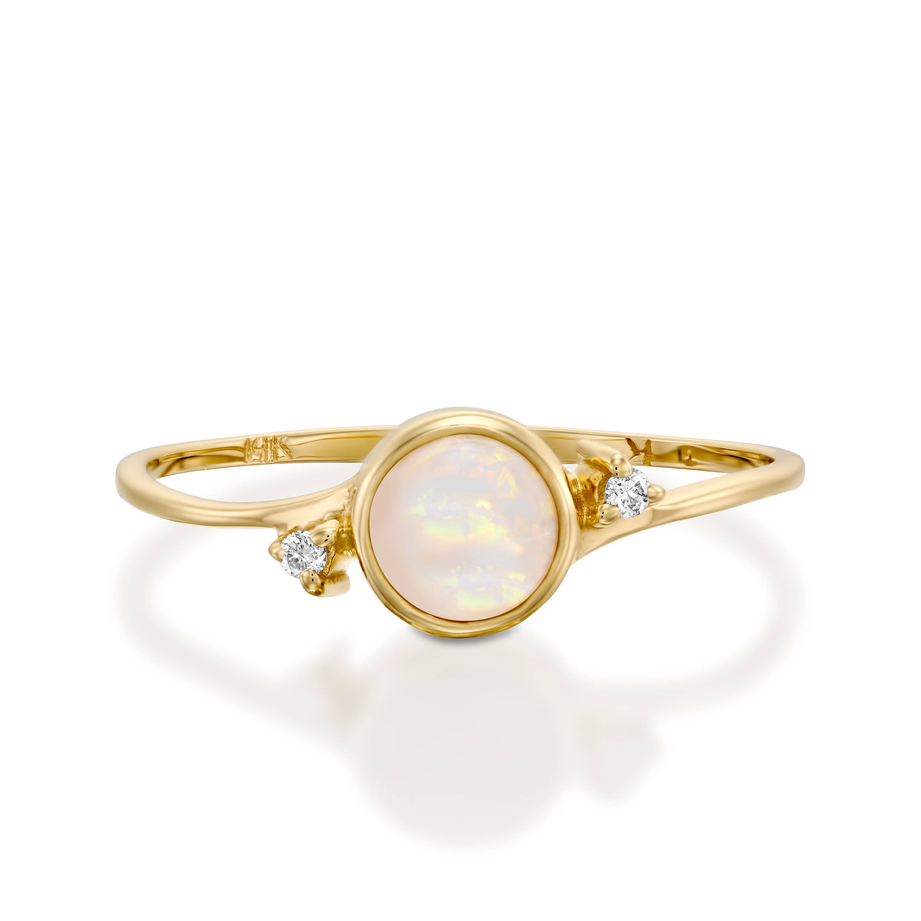 Opal Diamond Ring White Opal Engagement Ring October - Etsy